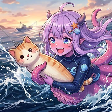 タコ娘、可愛い釣り具に釣られて