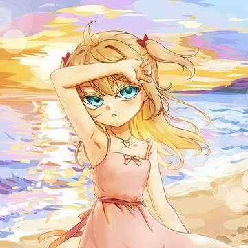 夏天 海边 夕阳 Neuro-sama