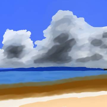 ビーチと入道雲(背景のみ)