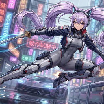 妖刀で戦うサイバーボディスーツのシス