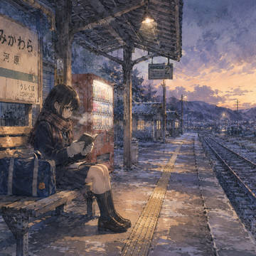 冬のホームで