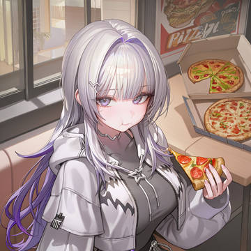 ピザを食べるライラ