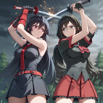 趣味絵A225 更衣小夜 & アカメ