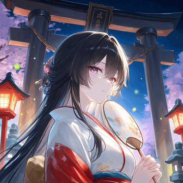月夜の和傘、君に寄り添う　の　うごイラ