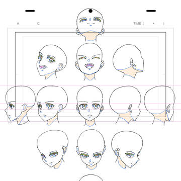 さまざまな角度の顔を描く