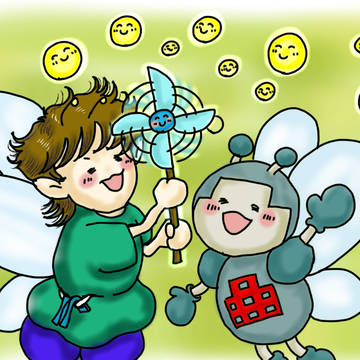 風を受けてうれしそうなかざぐるま君