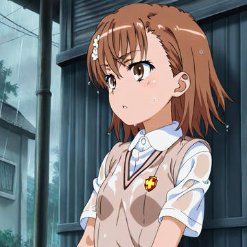 御坂さん 濡れてスカート絞る♥️