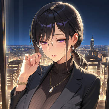夜景を背に微笑む彼女