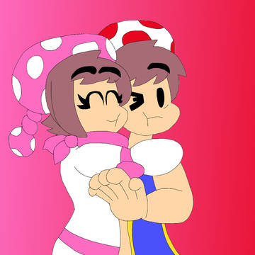 Toadette hug Toad