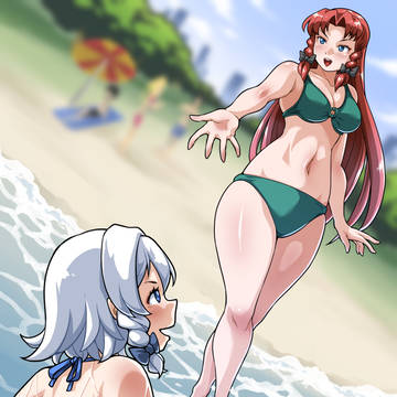 美鈴と咲夜のシンクロナイズドスイミング