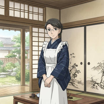 日本のメイド（女中）の着物を着てみたくなったジョーンズ夫人
