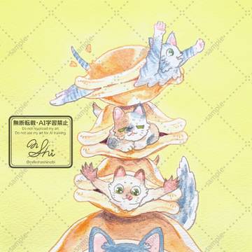 【創作】カンミネコ どら焼きトーテムポール