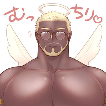 ムチムチ雄っぱいの褐色髭天使