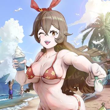 ビーチにはじけるアンバー