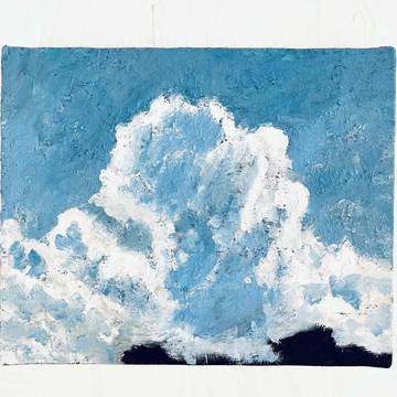 油彩画　原画「空と公園の木」アート　絵画 22×27㎝ F3