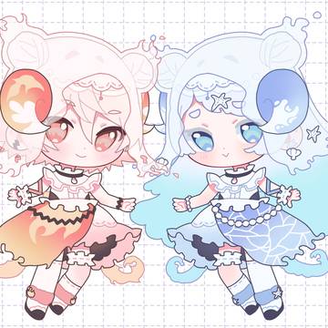 【ポケコロツインイラストコンテスト】　火と水のふたご