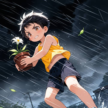 台風と少年