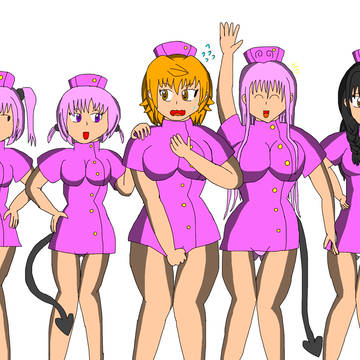 ナース姿のララとモモとナナとリコと蜜柑