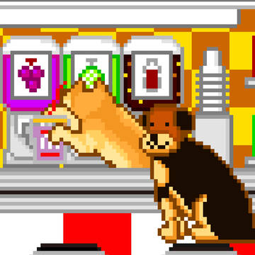 ジュースの容器にストローをさすとかいう、犬らしからぬ動きを見せる