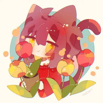 ねこおりとチューリップ