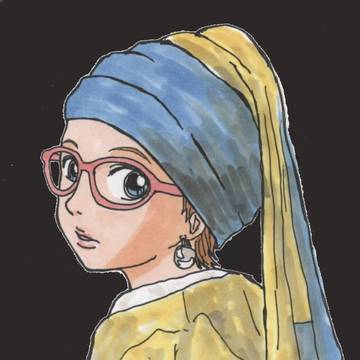 真珠の耳飾りの眼鏡少女
