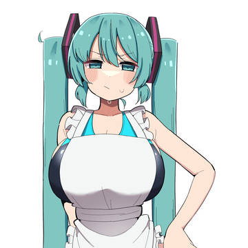 ミクに競泳水着エプロン