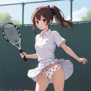 部活でアンスコを穿き忘れてテニスをやってる子