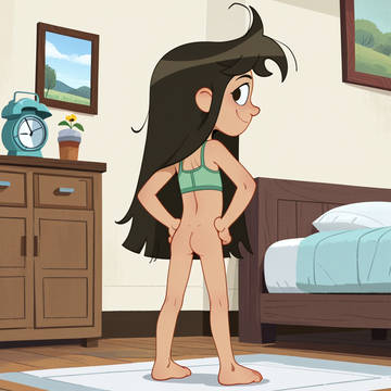 Libby with just a bra