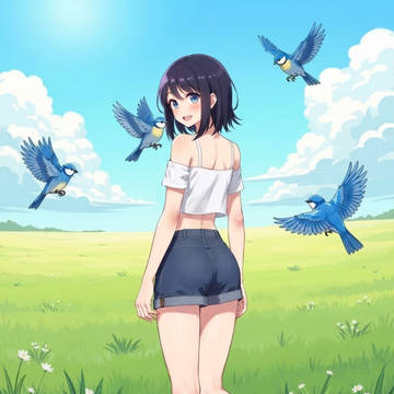 青い鳥が散歩に付いてきた