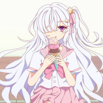 アイスを食べるアンアンちゃん
