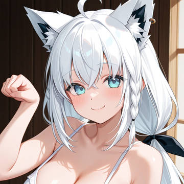 猫のマネをする白狐