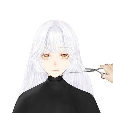 ロングヘアー女子の剃髪差分イラスト