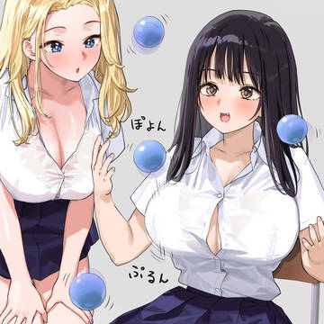 おっぱいや太ももでジャグリングが出来る子と出来ない子(2枚)