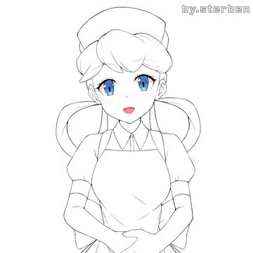 ポケモンピカブイ　ポケモンセンターのお姉さん 線画