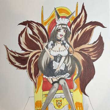 赤城姉様(メイドver)玉座に座る