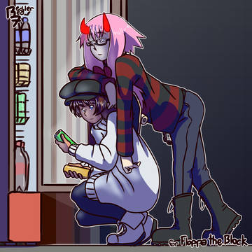 Two girls buying drinks