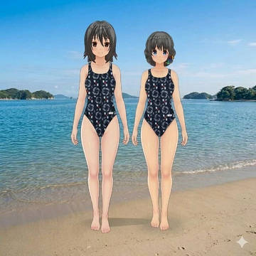 カスタムキャストベースの画像で作成したあずみちゃんと萌美ちゃん