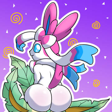 Sylveon Sitting On Leafeon