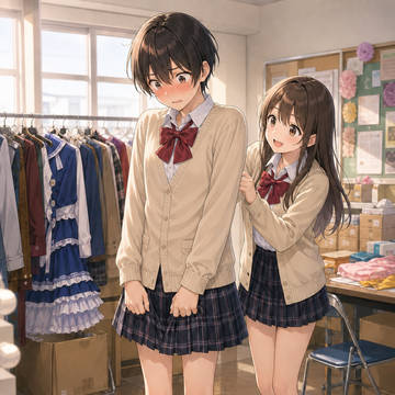 文化祭の衣装係に呼ばれて女子制服を着て女装することになった