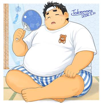 暑くて、うちわパタパタ猪森くん✨