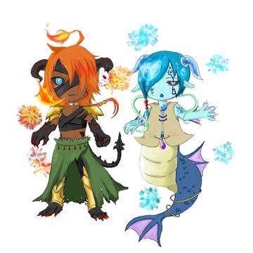 ポケツイイラコン「火と水のふたご」
