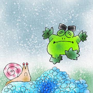 2026年6月のイラスト『梅雨の季節がやって来た🐸🐌☔』