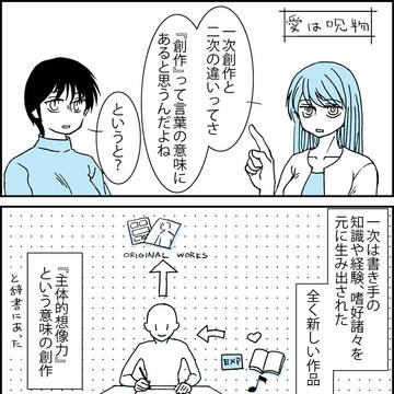 一次創作と二次の違いについて考える四コマ漫画『愛は呪物』