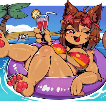 画了夏日度假的Kit小姐