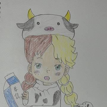 牛のコスチュームを着たロミィちゃん