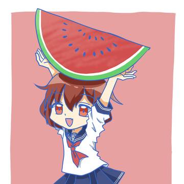 雷ちゃんとスイカ