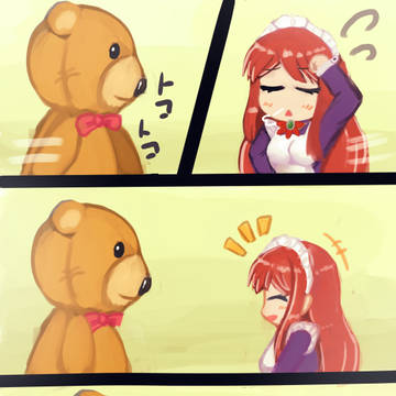 くまさんに運ばれるおむつ楓さん