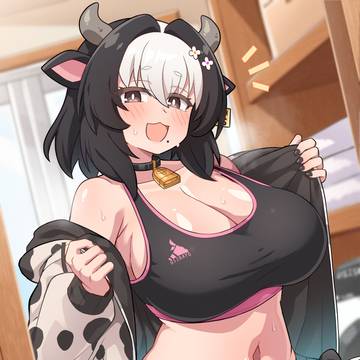 運動後のお風呂タイムのウシちゃん