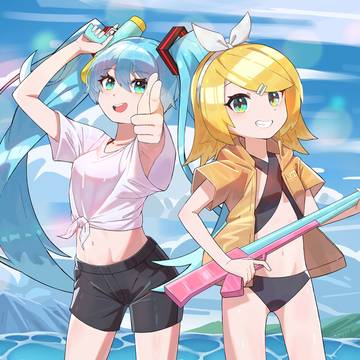 ミクとリンの夏写真