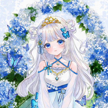 紫陽花と蝶